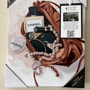 Embellished Luxury Canvas Wall Art - Pearls / Handbag
